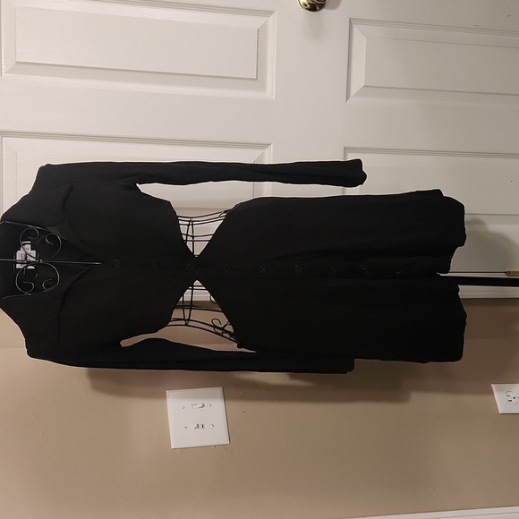 Princess Polly Black Ribbed Sheath Dress with Notched Collar - Picture 4 of 8